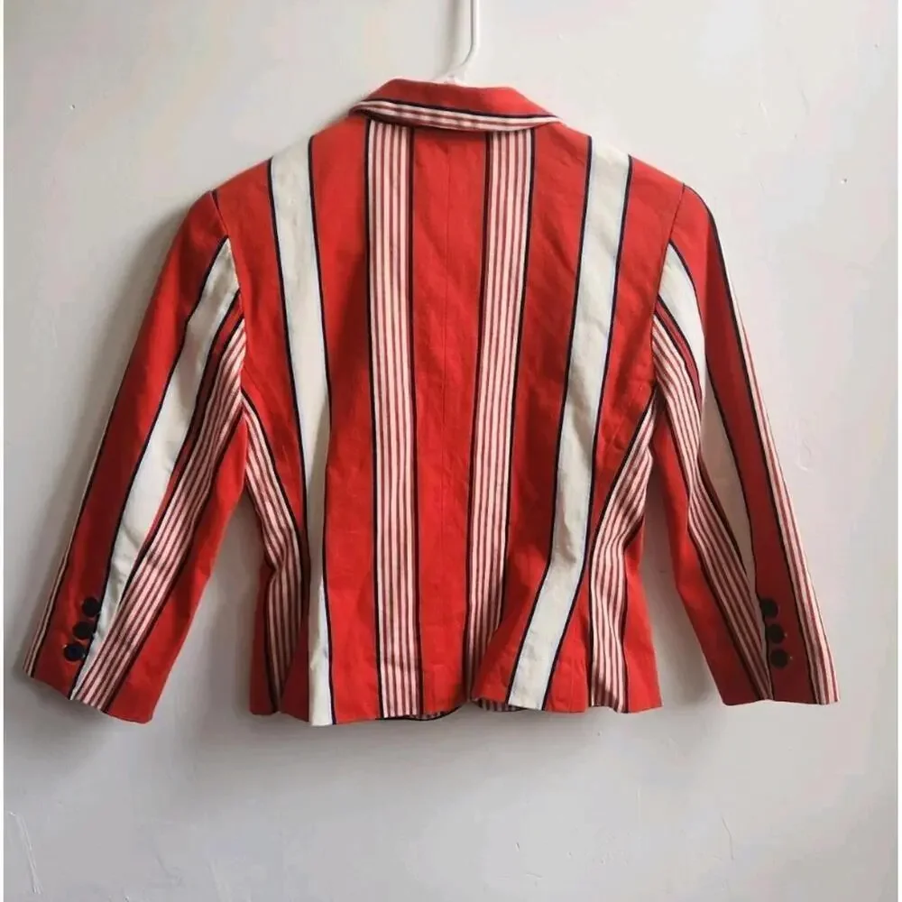 Luella Target red white blue stripe Carnaby Street fitted jacket pockets XS - Picture 5 of 8
